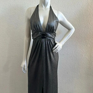 Vintage Jessica McClintock black metallic dress